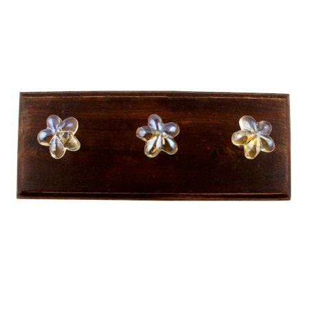 Yellow Glass Flower Wooden Hook